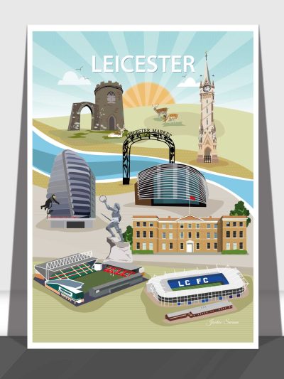 Leicester Illustrated Art Print